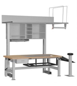 ergonomische arbeitsstation mit aufbau, hoehenverstellbar