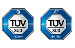 grafiken vom tuev-sued für die iso 9001 und iso 14001 zertifizierung